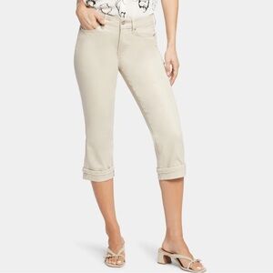 NYDJ Marilyn Straight Crop Cuffs Stylish Beige Pants Size 18